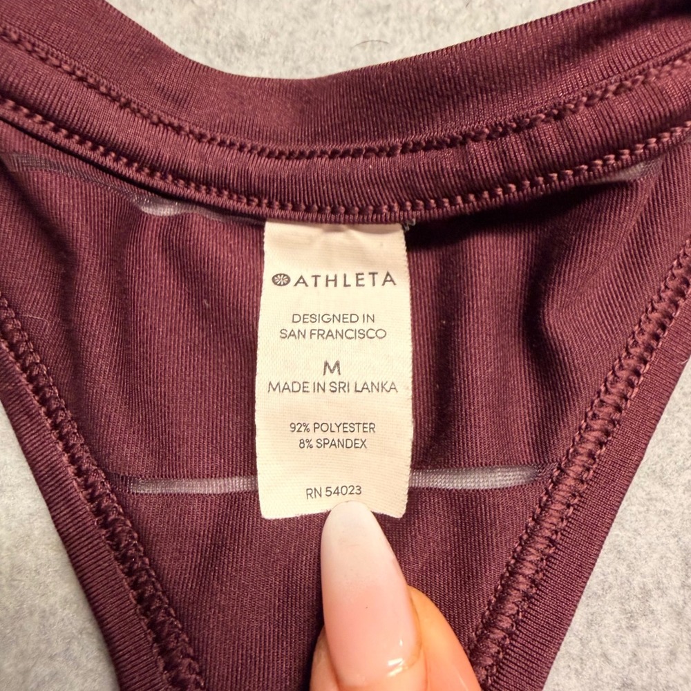 Athleta Burgundy Mesh Stripe Racerback Tank Top Medium Maroon Activewear - Picture 3 of 11